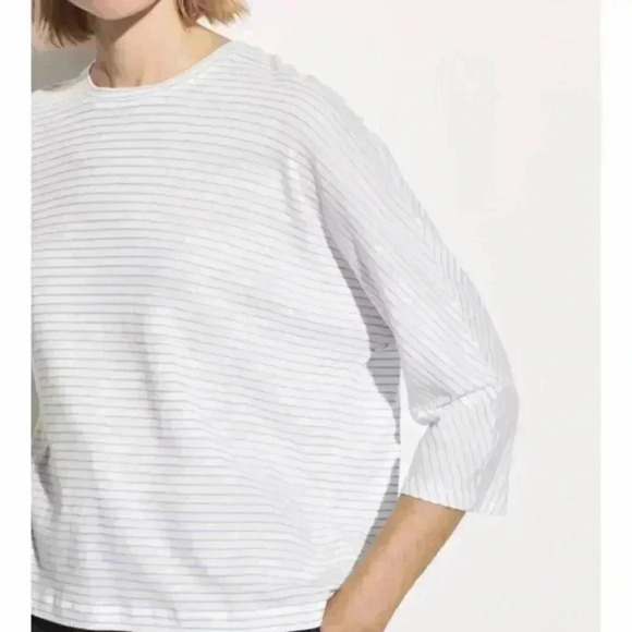 Vince. | White & Blue Top w/Dolman Style Sleeves - Picture 1 of 8